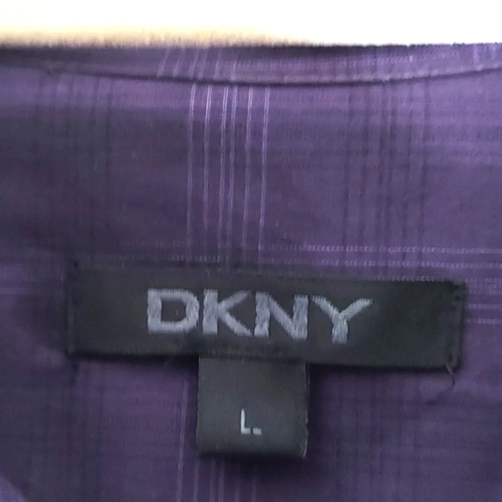 DKNY Mens Purple print Button Down Casual dress L/S SHirt Sz L